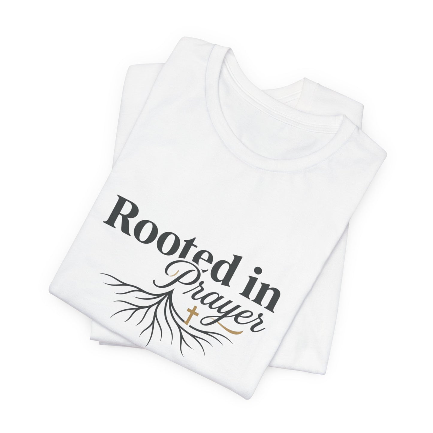 Rooted in Prayer T‑Shirt — Christian Faith Tee with Tree Roots Design