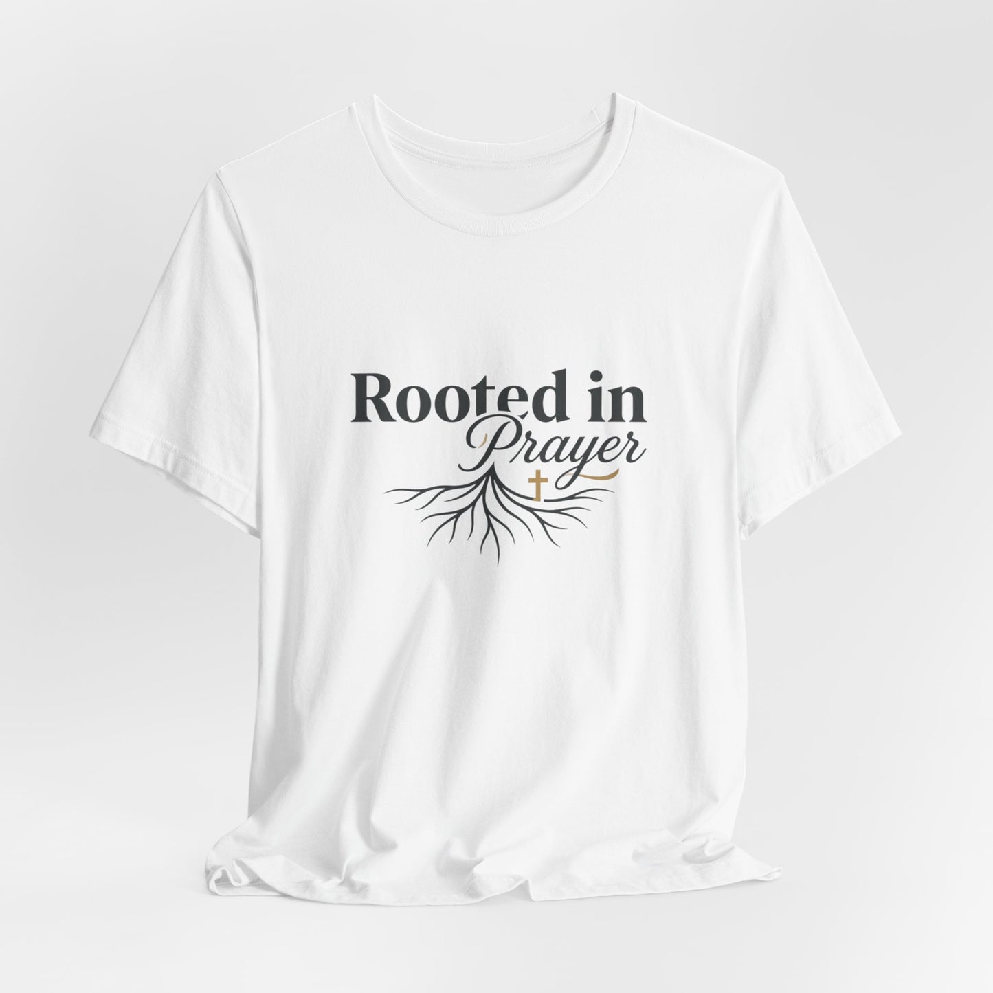 Rooted in Prayer T‑Shirt — Christian Faith Tee with Tree Roots Design