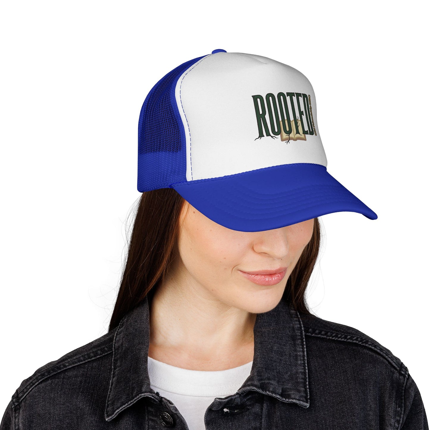 Rooted Trucker Hat — Vintage Bible & Roots Faith Cap