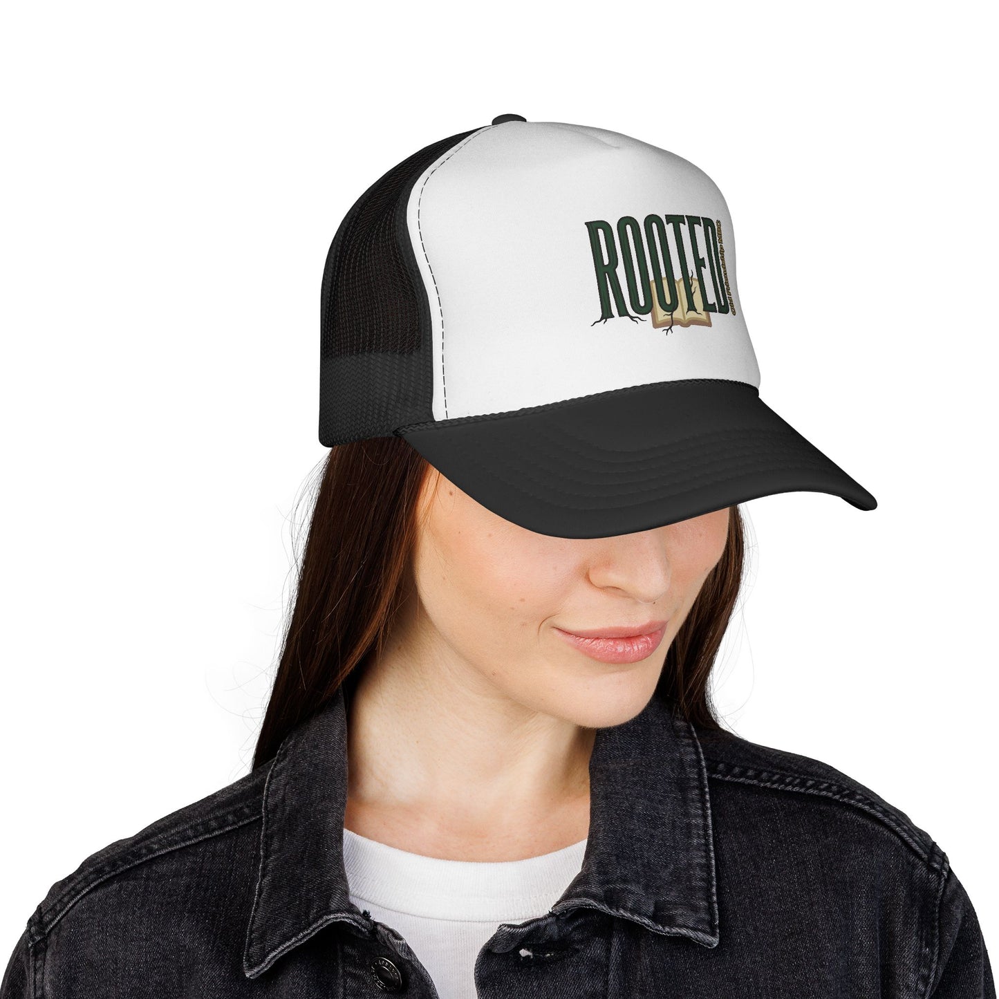 Rooted Trucker Hat — Vintage Bible & Roots Faith Cap