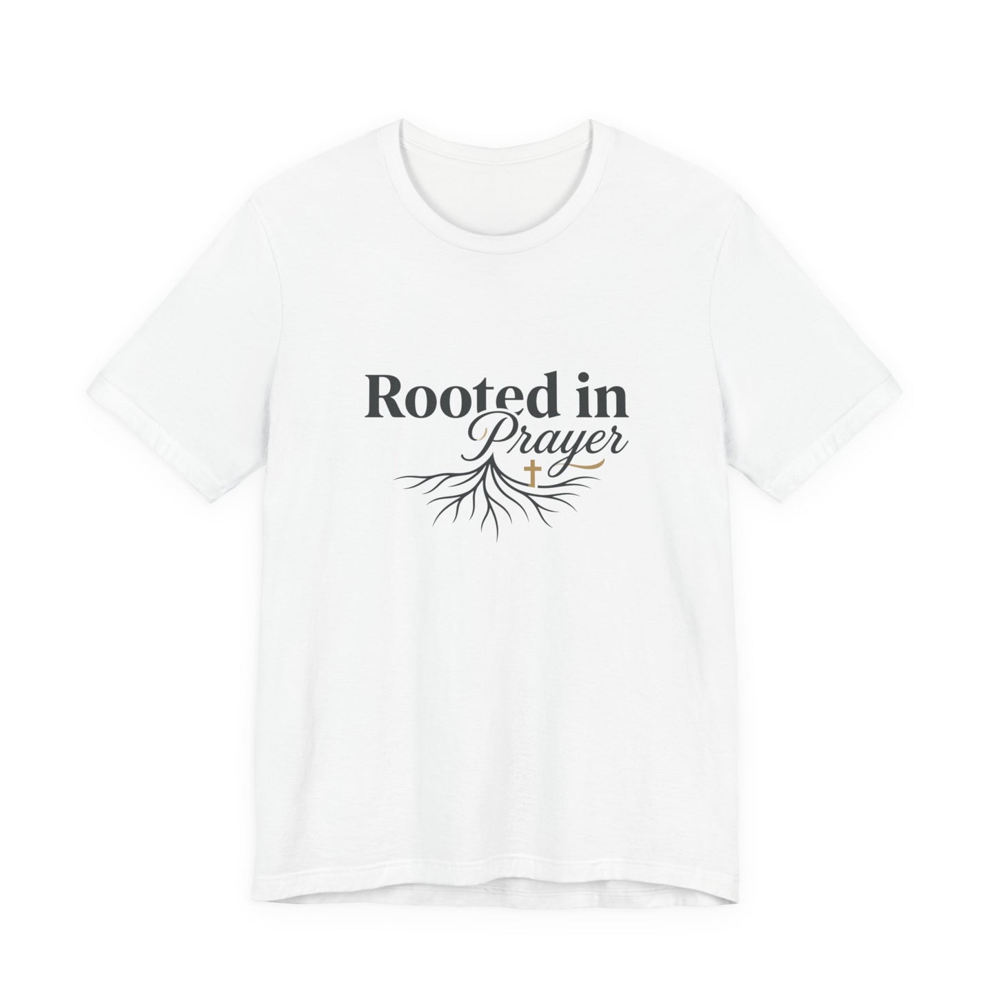 Rooted in Prayer T‑Shirt — Christian Faith Tee with Tree Roots Design