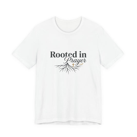 Rooted in Prayer T‑Shirt — Christian Faith Tee with Tree Roots Design