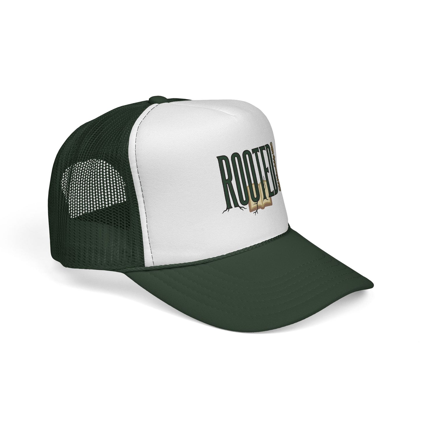 Rooted Trucker Hat — Vintage Bible & Roots Faith Cap