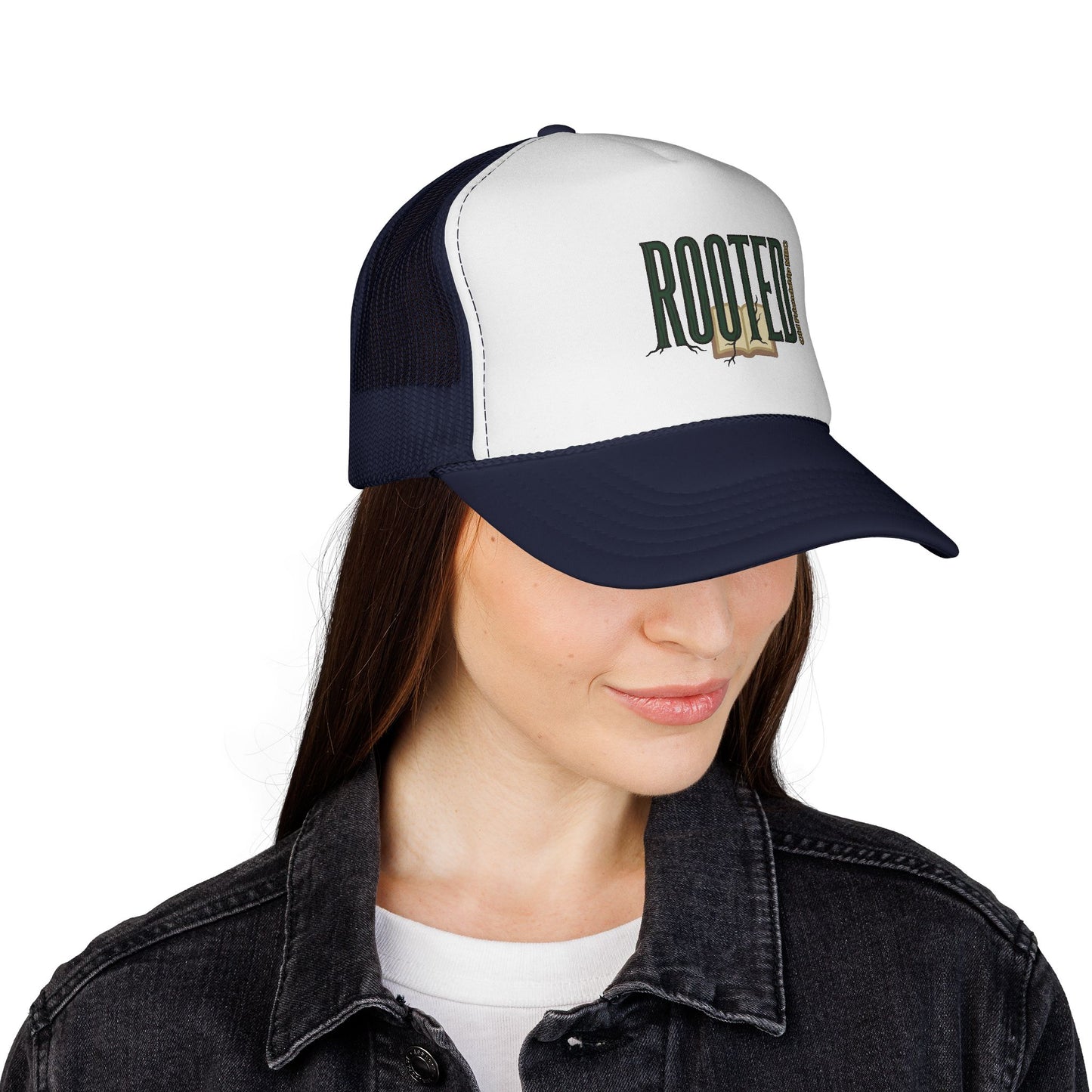Rooted Trucker Hat — Vintage Bible & Roots Faith Cap